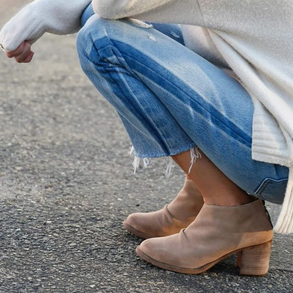 Beek Eaglet Suede Booties in Stone Size 6_4